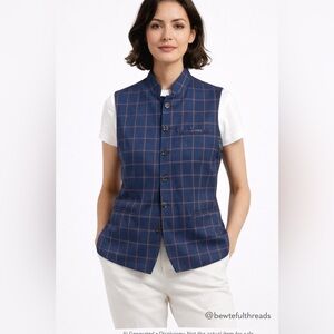 Vintage Wool Blend Plaid Waistcoat Women’s XS S Paisley Lined Vest